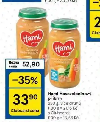 Tesco Hami masozeleninový příkrm nabídka
