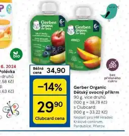 Tesco Gerber organic dětský ovocný příkrm nabídka