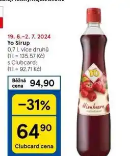 Tesco Yo sirup nabídka