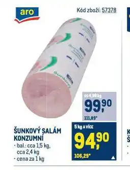 Makro Šunkový salám konzumní nabídka