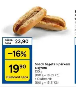 Tesco Snack bageta s párkem a sýrem nabídka