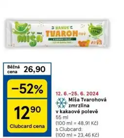 Tesco Míša Tvarohová zmrzlina v kakaové polevě nabídka
