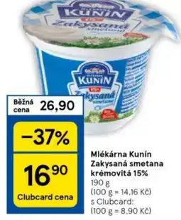 Tesco Mlékárna Kunín Zakysaná smetana krémovitá 15% nabídka