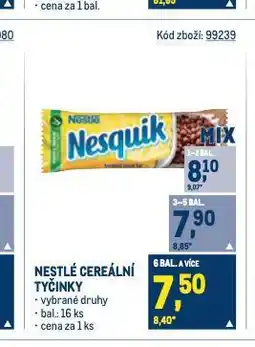 Makro Nestlé cereální tyčinky nabídka
