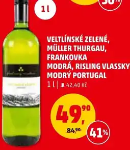 Penny Market VELTLÍNSKÉ ZELENÉ, MÜLLER THURGAU, FRANKOVKA MODRÁ, RISLING VLASSKY, MODRÝ PORTUGAL 1L nabídka