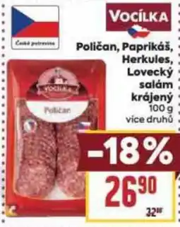Billa Poličan, Paprikáš, Herkules, Lovecký salám krájený nabídka