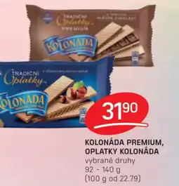 KOLONÁDA PREMIUM, OPLATKY KOLONÁDA