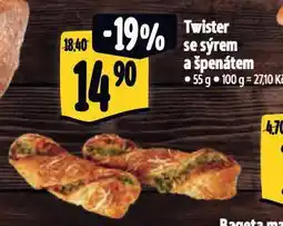 Albert Twister se sýrem a špenátem nabídka