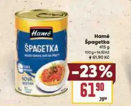 Billa Hamé špagetka nabídka
