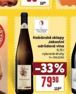Billa Habánské sklepy jakostní odrůdová vína nabídka