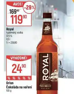 Globus Royal tuzemský, vodka nabídka