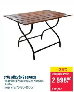 Makro STŮL DŘEVĚNÝ BERGEN nabídka