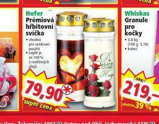 Prémiová hřbitovní svíčka