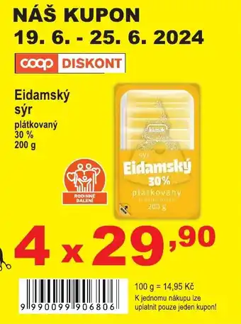 COOP DISKONT Eidamský sýr nabídka