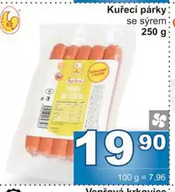 Jip Kuřecí párky se sýrem 250 g nabídka