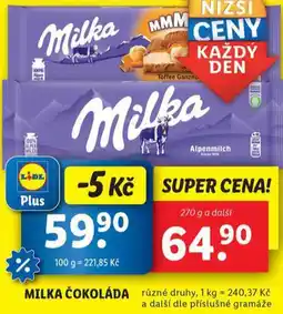 Lidl Milka čokoláda nabídka