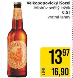 Jip Velkopopovický Kozel Mistrův světlý ležák 0.5 l. nabídka
