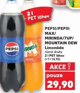Kaufland PEPSI/PEPSI MAX/ MIRINDA/7UP/ MOUNTAIN DEW Limonáda 2L nabídka