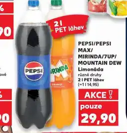 Kaufland Pepsi, mirinda, 7up, mountain dew nabídka