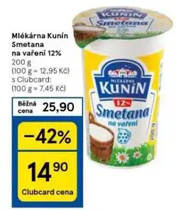 Tesco Kunín smetana na vaření 12% nabídka