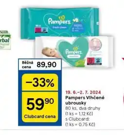 Tesco Pampers vlhčené ubrousky nabídka