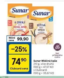 Tesco Sunar mléčná kaše nabídka