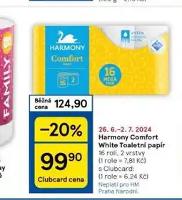 Tesco Harmony toaletní papír nabídka