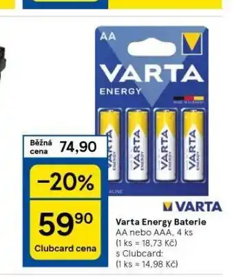 Tesco Varta energy baterie nabídka