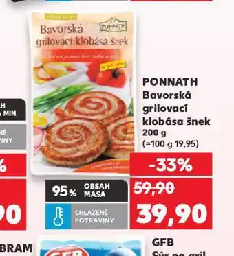 Kaufland Bavorská grilovací klobása šnek nabídka