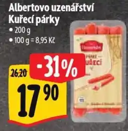 Albert Albertovo uzenářství Kuřecí párky nabídka