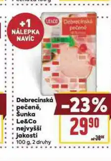 Billa Šunka le&co nejvyšší jakosti nabídka