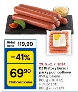 Tesco DZ Klatovy kuřecí párky pochoutkové nabídka