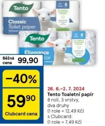 Tesco Tento Toaletní papír nabídka