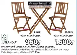 JYSK BALKONOVÝ STOLEK A SKLÁDACÍ ŽIDLE EGELUND nabídka