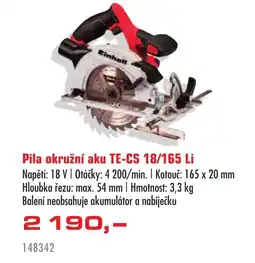 Uni Hobby Pila okružní aku TE-CS 18/165 Li nabídka
