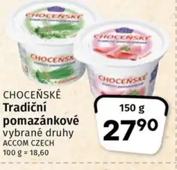 Coop CHOCEŇSKÉ Tradiční pomazánkové nabídka