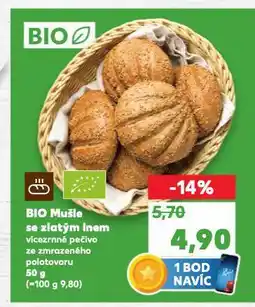 Kaufland Bio mušle se zlatým lnem nabídka