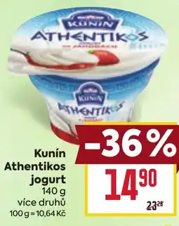 Billa Kunín Athentikos jogurt nabídka