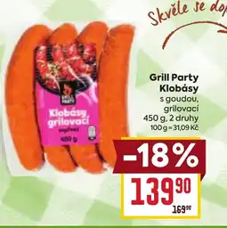Billa Grill Party Klobásy nabídka