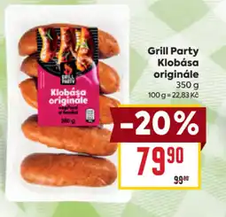 Billa Grill Party Klobása originále nabídka