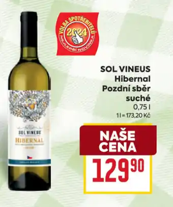 Billa SOL VINEUS Hibernal Pozdní sběr suché 0.75L nabídka