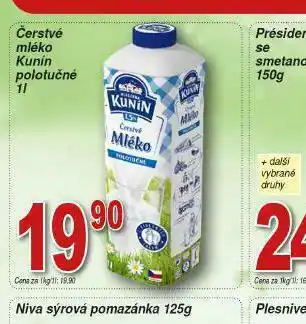 Lidl Kunín čerstvé mléko polotučné nabídka