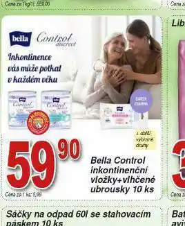 Lidl Bella control inkontinenční vložky + vlhčené ubrousky nabídka