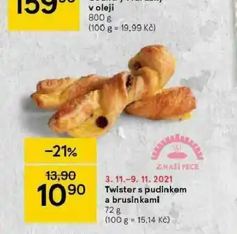 Tesco Twister s pudnkem a brusinkami nabídka