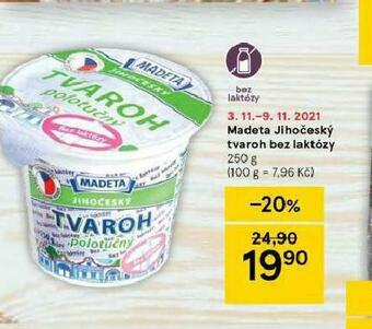 Tesco Madeta jihočeský tvaroh bez laktózy nabídka