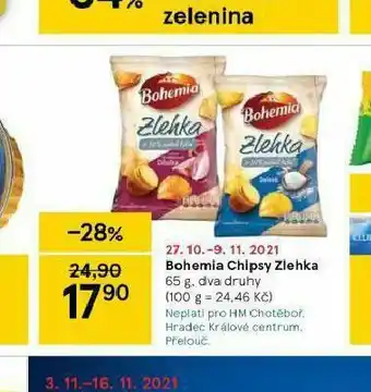 Tesco Boheia chipsy zlehka nabídka