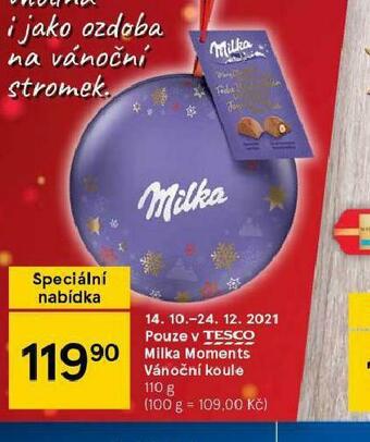 Tesco Milka moments vánoční koule nabídka