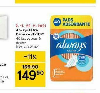 Tesco Always ultra dámské vložky nabídka