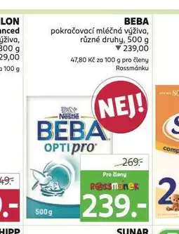 Rossmann Beba pokračovací mléčná výživa nabídka