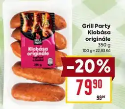Billa Grill Party Klobása originále nabídka